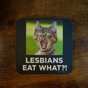 NEW Funny Neoprene Coaster Drinks Mat 4”x4” Lesbians Eat What?!